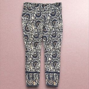 Tory Burch Izzy Printed Cropped Skinny Jeans Women Size‎ 28 Blue Floral Batik
